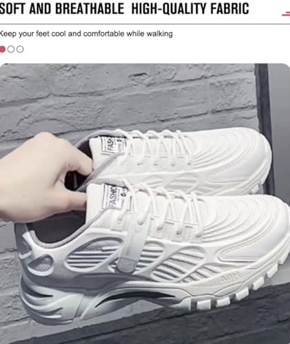 SARBAZ Men Walking and Running Non Slip Shoes, Lightweight Gym Sneakers, Breathable Workout Sneakers, Comfortable and Versatile Shoes White3