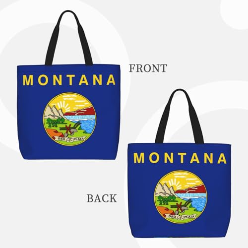 Montana State Flag Print Women's Portable Tote Bag - Large Shopper for Beach,Travel,Gym | Summer Handbag3