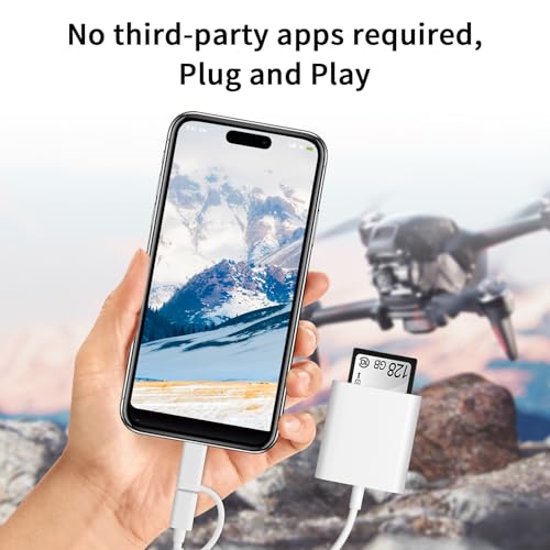 Image of SD Card Reader for iPhone iPad Camera with USB C, Dual Card Slot Memory Card Reader Supports SD and TF Card Trail Camera Viewer SD Card Adapter Portable Micro SD Card Reader No App Plug and Play