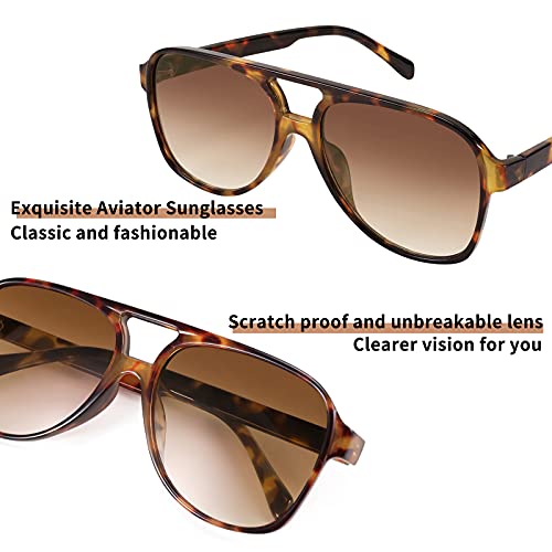 Image of FEISEDY Vintage Retro 70s Plastic Aviator Sunglasses Women Men Classic Large Squared Frame B2751