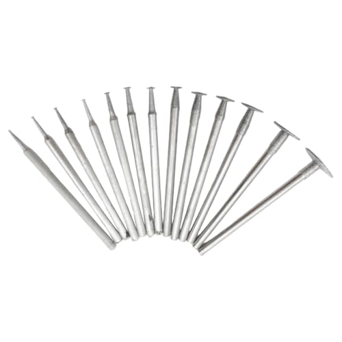 Image of KinetiCore 13Pcs Diamond Burrs Set, 2.35mm Shank T-Head Grinding Bits, Rotary Tool Accessories for Carving, Engraving, Polishing Stone, Glass, Ceramic & Jewelry