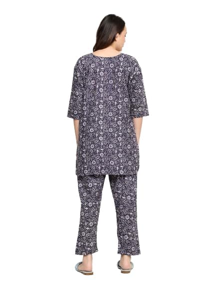 Image of AALIT Cotton Printed Co-Ord Set for Women - Nightwear Pajama Set with Pockets | Soft & Breathable Two-Piece Outfit for Sleep & Lounge