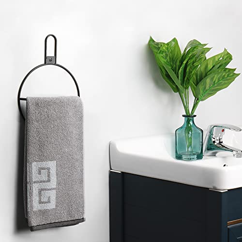 Nearmoon Bath Towel Ring, Bathroom Hardware Accessories - All Metal Towel Rack Heavy Duty Towel Hanger For Bathroom/Kitchen, Rustic Hand Towel Holder Wall Mounted, Matte Black #TOP3