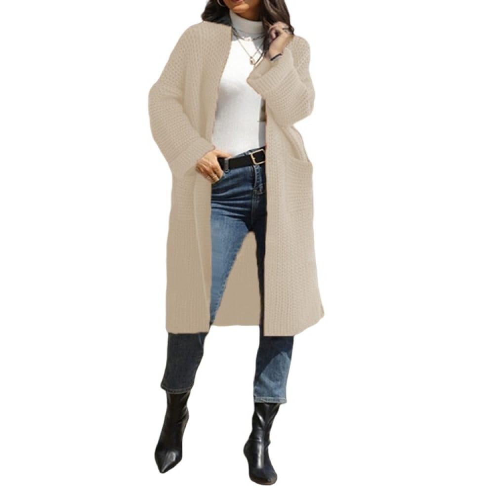 Cardigan Damen, Damen Oversize Cardigan Aus Grobem Strick Vorne Offen Lange Strickjacke Baggy Slouch Glockenärmel Kaschmirpullover Elegante Übergangsjacke Strickjacke Mantel Oberbekleidung Herbst Wi