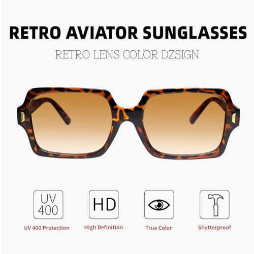 Retro Square Sunglasses for Women Men Trendy Classic Rectangle Sun Glasses Vintage 70s Shades2