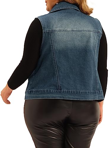 Agnes Orinda Plus Size Denim Vest for Women 2024 Zipper Sleeveless Jackets Motorcycle Washed Jean Vest Jacket4
