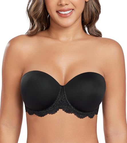 Image of DotVol Women's Full Figure Underwire Back Lace Multiway Strapless Bra | Plus Size,Lightly Padded,Contour Beauty Back Bra