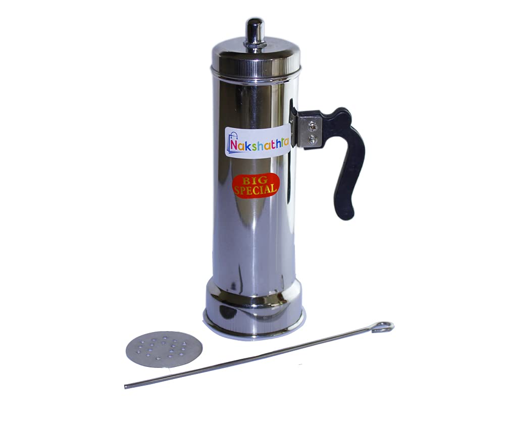 Nakshathra Stainless Steel Puttu Maker/Puttu Kodam with Lid - 1 Unit (16cm)