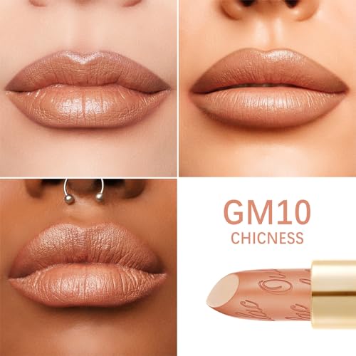 OULAC Glow Metallic Shine Lipstick, Nude High Impact Lipcolor, Lightweight Soft and Ultra Hydrating, Long Lasting - Image 2