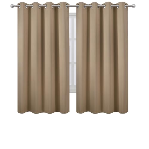 Image of LEMOMO Natural Blackout Curtains 66 x 63 Inch Length /Set of 2 Curtain Panels /Thermal Insulated Room Darkening Blackout Curtains for Bedroom