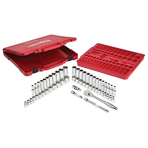 Milwaukee 932464946 3 8in Ratcheting Socket Set Metric & Imperial, 56 Piece, Red
