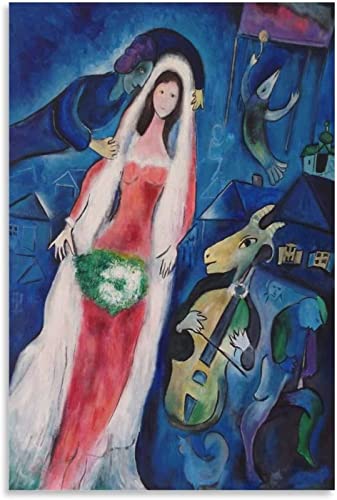XCPORA Célèbre Affiche Marc Chagall《La Mariee》Peinture Marc Chagall Toile Art Mur Marc Chagall Impressions pour Home Wall Decor Image 50x70cm sans Cadre
