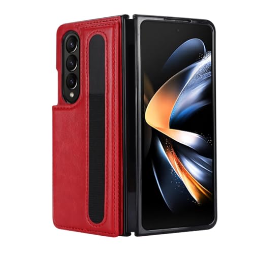 Étui de téléphone en cuir pour Samsung Z Fold 3 4 5 antichoc rouge avec fente stylo