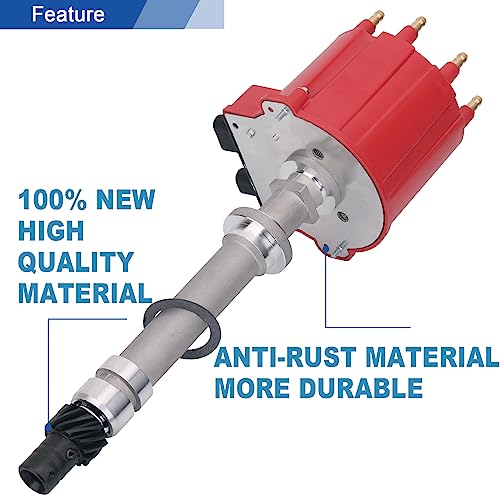 AiYiGu Ignition Distributor w/Cap & Rotor Big Blocks Small Blocks Compatible with 1987-1997 Chevy GMC 5.0L 5.7L 7.4L C/K Pickup Truck Van Camaro 305 350 454 HEI652R Red Cap
