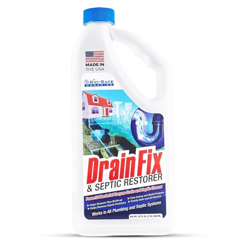 DrainFix & Septic Restorer – 32 oz Enzyme Septic Tank Treatment & Drainfield Restoration...