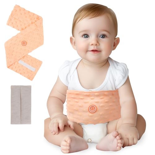 Image of Comfheat Colic and Gas Relief for Newborns and Infants, Flaxseed Heated Tummy Wrap, Baby Swaddling Belt with Soothing Warmth, Natural Relief for Upset Stomach in Babies Toddlers, 0-3 Years (Orange)