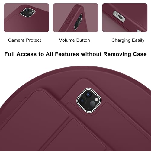 Image of ZryXal New iPad Pro 13 Inch Case (M5) 2025 / (M4) 2024 with Pencil Holder, Smart iPad Case [Support Pencil Pro and Pencil (USB-C)], Support Touch ID and Auto Wake /Sleep (Wine)