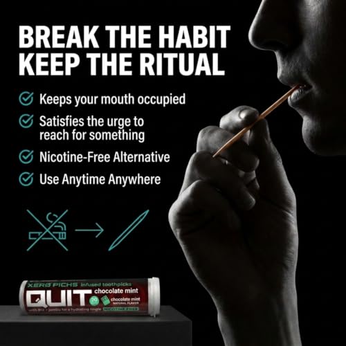Image of Xero Picks Infused Flavored Toothpicks to Help Quit Smoking - Nicotine Free (Chocolate Mint, 6 Pack) Non-GMO Kosher Vegan