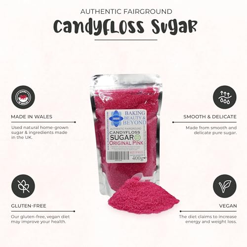Baking Beauty and Beyond Premium Candy Floss Sugar 400g - Original Pink Flavour
