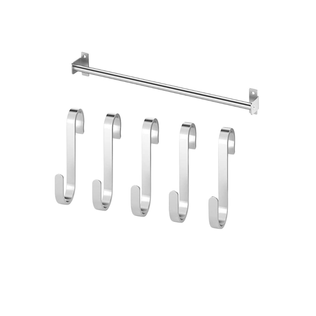Ikea KUNGSFORS Rail, Stainless Steel, 40 cm (15 ¾") and Hook, Stainless Steel(Pack of 3)-image-1