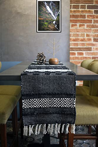 Image of Premium Boho Cotton Table Runner for 4 6 Seater Dining Table |Center Table |Coffee Table|Dining Table|Eating Area|Table Decor(14*72 INCHES)|Black B| SZPR 044