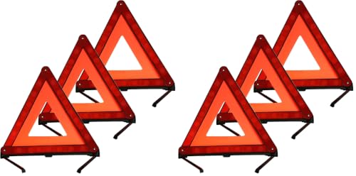Image of KAFEEK Reflective Warning Triangle for Vehicles, Emergency Warning Triangle Roadside Safety Triangle Kits, Day and Night Visibility for Car Breakdowns, Accidents, Fog Rain, 6-Pack