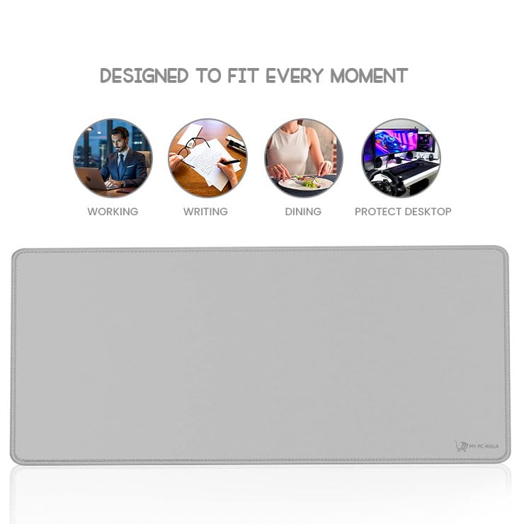 Image of Desk Mat 60x30 cm (11 x 23 inch) Grey | Large Mouse Pad for Office Computer Laptop Keyboard | Waterproof Anti-Slip Rubber Base Desk Mat