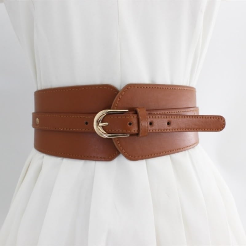 Wide Belt Female Pin Buckle Decoration Dress Elastic PU Elastic Waist Seal Retro Corset Female2