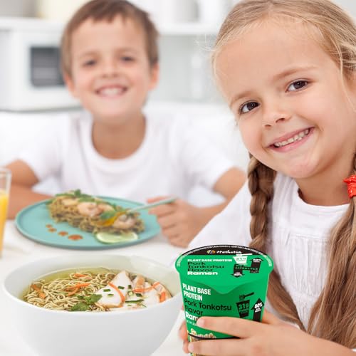 Image of Hethstia Protein Ramen, Plant-Based Protein(31g), 6 Packs Quick Meal Pork Tonkotsu Broth, Vegan, Non-Fried, Low Fat Aisa Ramen Soup, Healthy Food, Holiday Gifts