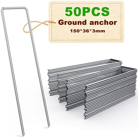 WUNDERGARDEN Lot 100 Piquets Fixation Acier Galvanisé 150x25mm - Piquets Bâche Anti-Mauvaises Herbes, Solide Et Multifonction