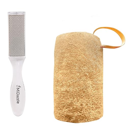 Image of Midazzle Crystal Foot Scrubber with Organic Loofah, Long Handle, Set of 2