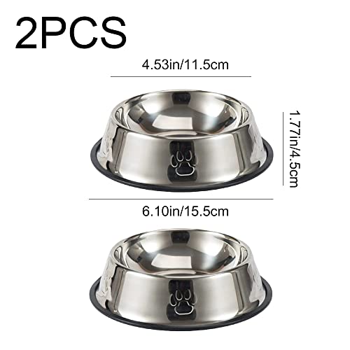 2 Pieces Cat Bowls Stainless Steel Cat Feeding Bowls Non-slip Cat Food Bowls for Small Pet Cats and Dogs - Image 3