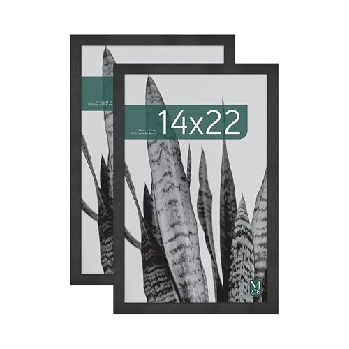 MCS Studio Gallery 14x22 Poster Frame Black Woodgrain, Vertical & Horizontal Wall Hanging Large Picture Frame for Photos, Posters & Art Prints (2-Pack)