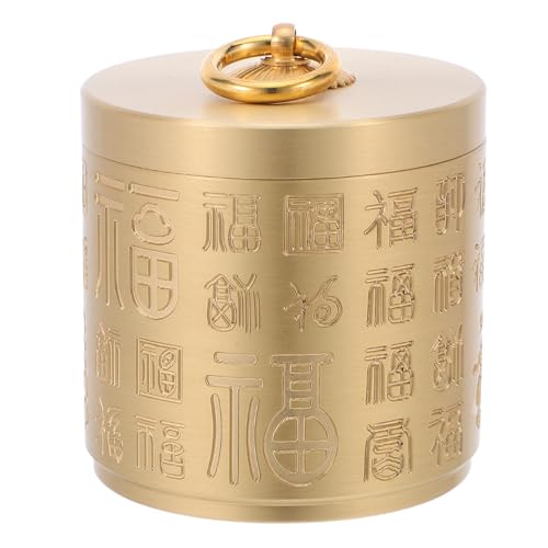 BELLIFFY Vintage Chinese Brass Ashtray with Lid Deep Round Ash Holder for Smokers Compact Travel and Outdoor Ashtray for Balcony Patio Office Tabletop Decor