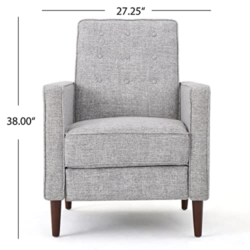 Christopher Knight Home Macedonia Mid Century Modern Tufted Back Fabric Recliner (Light Grey Tweed).