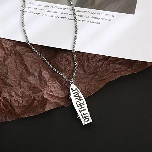 Dreuyet Skateboard Necklace for Men Women Trendy Personalized 3D Stainless Steel Charm Punk Hip-Hop Urban Skateboard Necklace Silver Finish Pendant Jewelry4