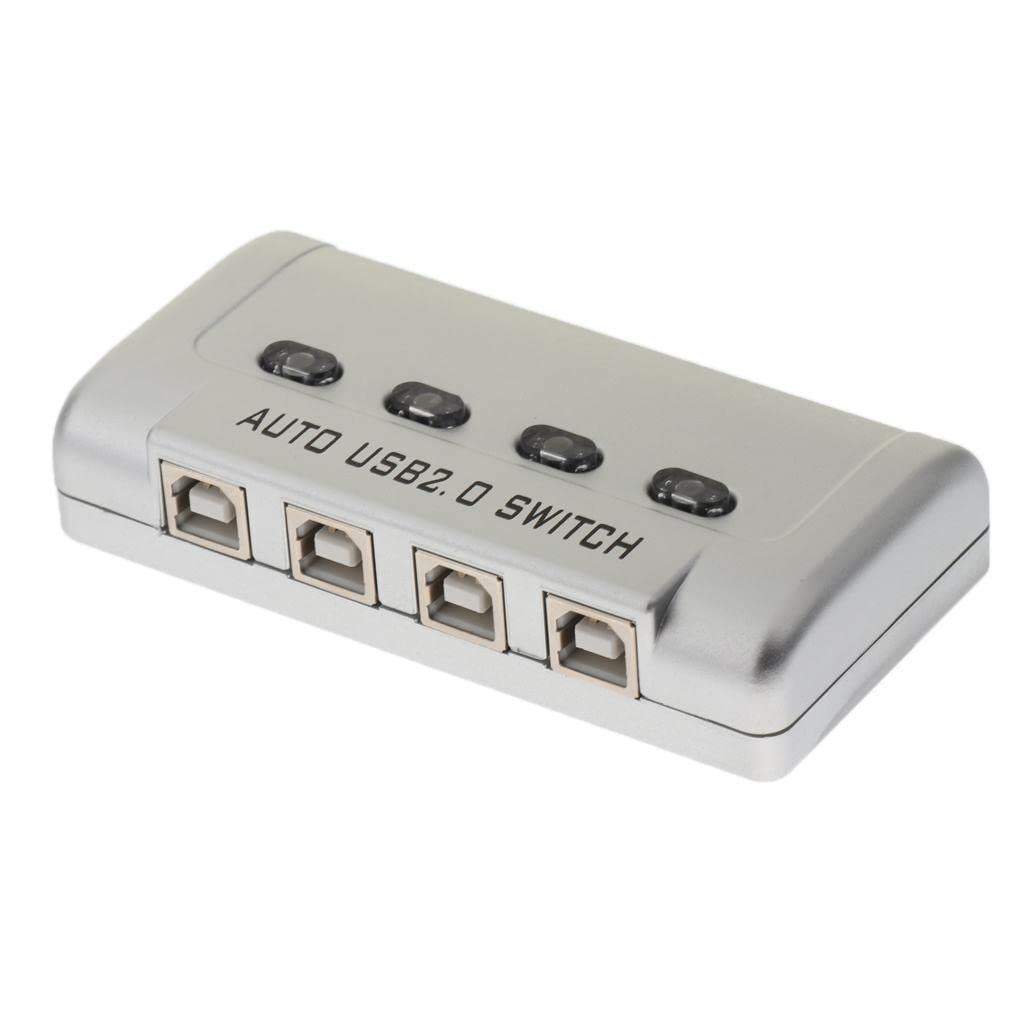 Qianly Conmutador/concentrador USB 2.0 de 4 Puertos con Función de Compartición Automática para Impresoras Y Escáneres.