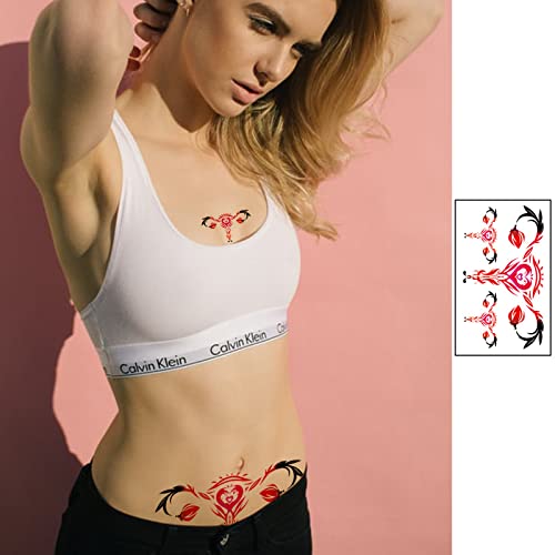 Maripabon Sexy Temporary Tattoos For Women 20 Sheets Large Black Red Navel Tattoo Stickers Stomach Waist Butt Lower Back Naughty Tattoos For Ladies Girls #TOP3