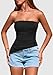 PRETTYGARDEN Tube Tops for Women Trendy Summer 2026 Spring Fashion Going Out Y2K Clothes Asymmetrical Ruched Strapless Shirts (Black,Small)
