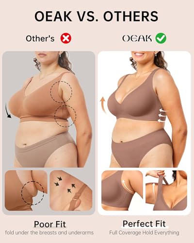 image for OEAK Womens Deep V Bras Wireless Comfortable Bra Supportive No Underwi