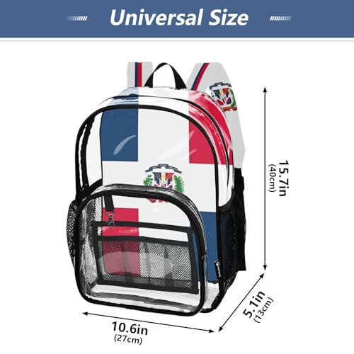 Travel Clear Backpack Floral Girls Backpack Kids Boys Approved Plastic Bag Large Dominican Republic Flag4