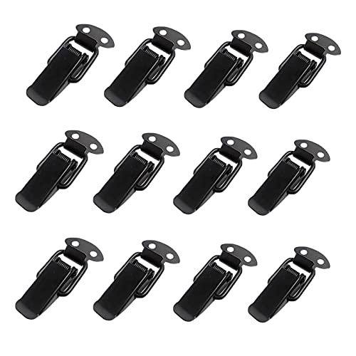 WiDream 12 Pièces Bascule à Ressort Bascule, Fermeture à Levier Moraillon, Serrure à Ressort en Acier Inoxydable, Noir, Pour Valise, Boîte à Outils, Tiroir, Coffre, Armoire, Armoire, Casiers