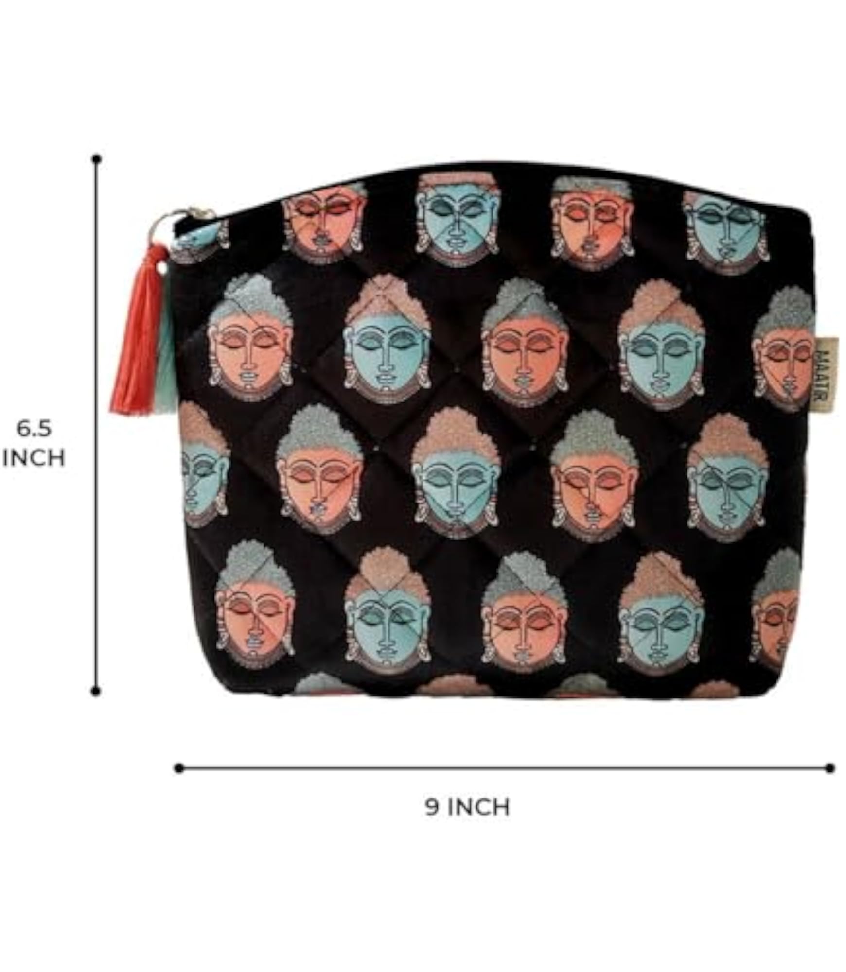 Medium Velvet Nirvana Kalamkari Multipurpose Velvet Zipper Pouch Bag