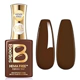 Beetles Brown Gel Nail Polish - Espresso Shot, 1pc 15ml Full Size Hema-Free Rich Coffee Brown Gel Polish Soak Off UV LED, Glossy Solid Color Nail Art, Café Style, Holiday, Salon DIY Manicure