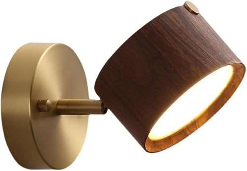 ZTCHSENZT Gold Modern LED Wall Sconce Adjustable Wall Mounted Bedside Reading Lights,Chandelier Lamps,Walnut Shade