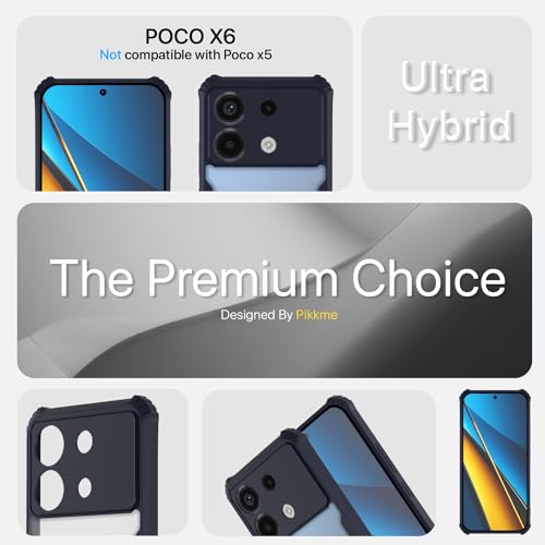 Image of Pikkme Poco X6 5G Back Cover | Crystal Clear Transparent Back | Ultra Hyrbid | Full Camera Protection | Raised Edge | Bumper Back Case (Blue)