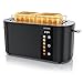 Arendo - Edelstahl Toaster 4 Scheiben Langschlitz - Touchscreen – Doppelwandgehäuse – 1500 W – Integrierter Brötchenaufsatz – 6 Bräunungsgrade – Brotzentrierung – Restzeitanzeige – Memoryfunktion