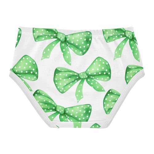 Watercolor Green Bows White Dots Panties for Girl Toddler Underwear Floral Cotton Funny Briefs Girls Undies 2t2