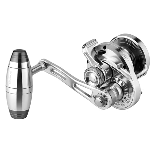 GOMEXUS Slow Pitch Jigging Reel LS20 CNC All Aircraft Grade Aluminum Body Lever Drag Right Hand Conventional Reel