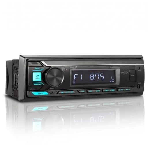 Pyle Marine Radio Stereo Receiver with Bluetooth MP3 Player - Single DIN Boat Audio System, AM/FM Tuner, USB/AUX Input, 30 Preset Stations, Hands-Free Calling, 350 W Power for Marine and Boat Use